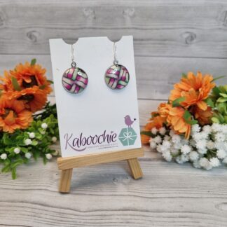 Polymer Clay Silver Bezel Earrings - Herringbone