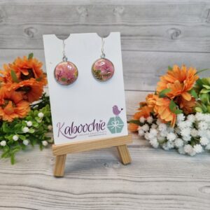Polymer Clay Silver Bezel Earrings - Spring Garden