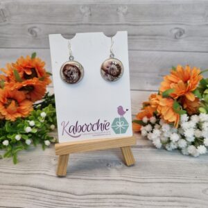 Polymer Clay Silver Bezel Earrings - Swirled Flowers