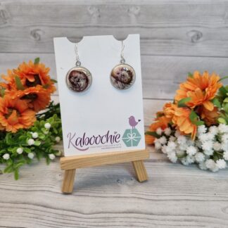 Polymer Clay Silver Bezel Earrings - Swirled Flowers