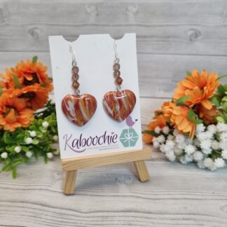 Polymer Clay Heart Earrings Autumn Ember