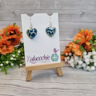 Polymer Clay Heart Earrings Sea Bubbles