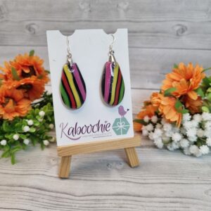 Polymer Clay Earrings - Rainbow Candy Stripes