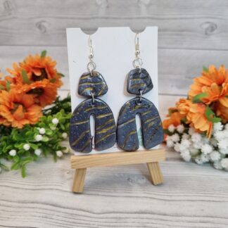 Polymer Clay Arch Earrings - Beaten Metal