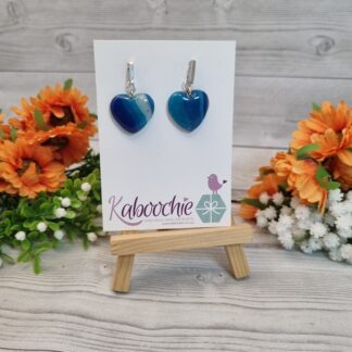 Polymer Clay Heart Earrings Blue
