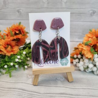 Polymer Clay Arch Earrings - Crushed Plum