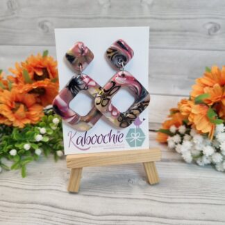 Polymer Clay Squared Earrings - Floral