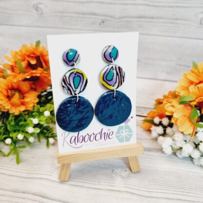 Polymer Clay Earrings - Teal Trio