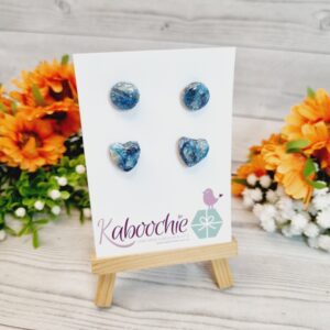 Polymer Clay Stud Earrings Blue Shimmer 2 Pack