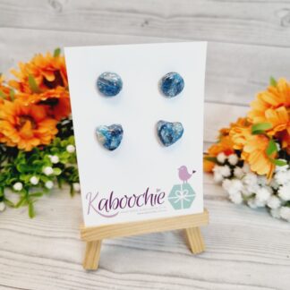 Polymer Clay Stud Earrings Blue Shimmer 2 Pack