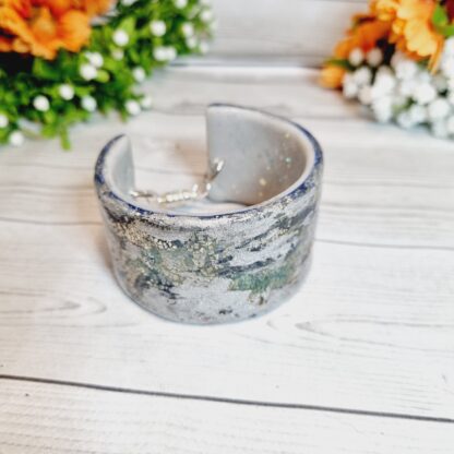 Hand Sculpted Polymer Clay Cuff Bracelet - Metallic Punk - Image 3