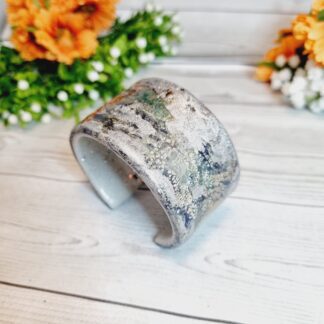 Hand Sculpted Polymer Clay Cuff Bracelet - Metallic Punk
