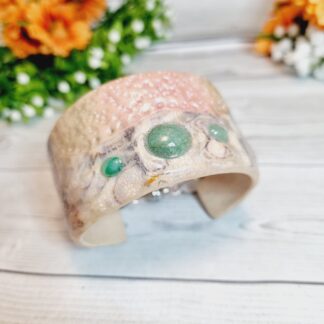 Hand Sculpted Polymer Clay Cuff Bracelet - Textured Jade