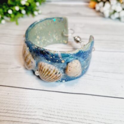 Hand Sculpted Polymer Clay Cuff Bracelet - Seashells - Image 2