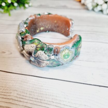 Hand Sculpted Polymer Clay Cuff Bracelet - Spring Bloom - Image 3