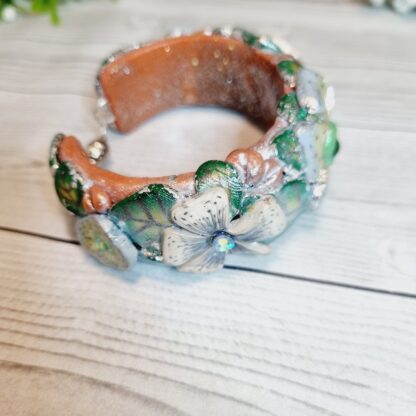 Hand Sculpted Polymer Clay Cuff Bracelet - Spring Bloom - Image 2
