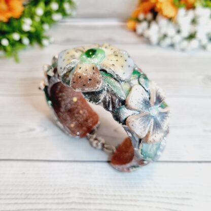 Hand Sculpted Polymer Clay Cuff Bracelet - Spring Bloom - Image 4