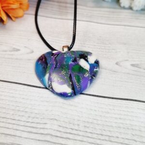 Polymer Clay Pendant Galaxy Heart