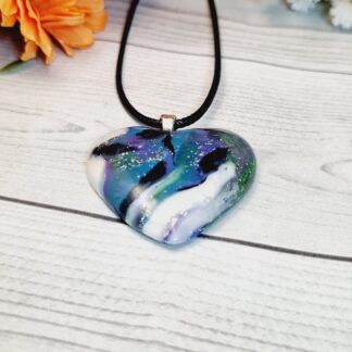 Polymer Clay Pendant Galaxy Heart