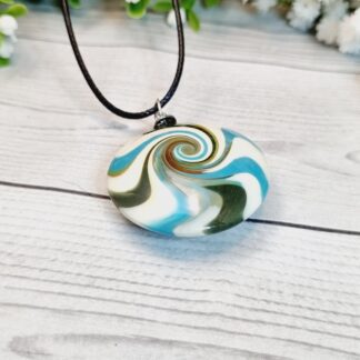 Polymer Clay Pendant - Blue Swirl