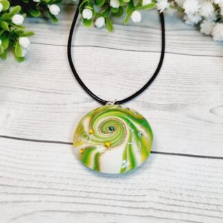 Polymer Clay Pendant - Green Swirl