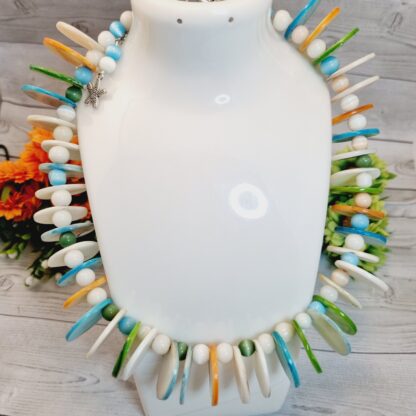 Beaded Choker Necklace With Shell Beads - Tide Dance - Image 3