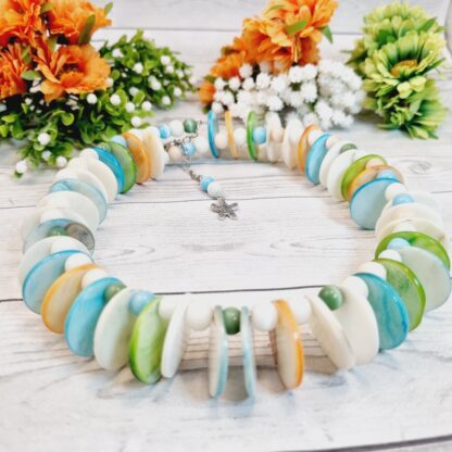 Beaded Choker Necklace With Shell Beads - Tide Dance - Image 2