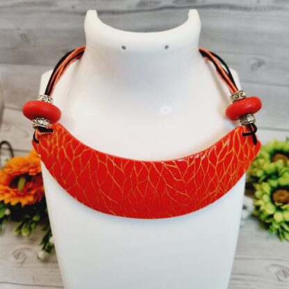 Statement Collar Necklace - Golden Leaves - Image 3