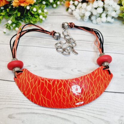 Statement Collar Necklace - Golden Leaves - Image 2
