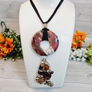 Statement Necklace Handmade From Polymer Clay - Obsidian Terrain