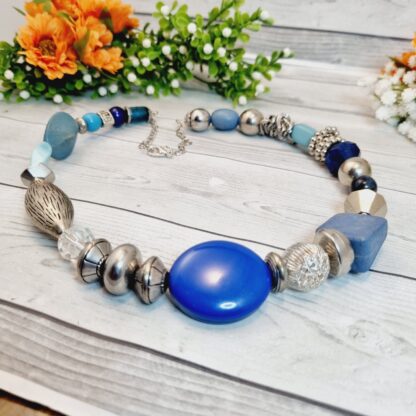 Beaded Choker Necklace - Denim - Image 2