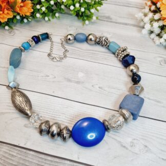 Beaded Choker Necklace - Denim