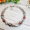 Beaded Choker Necklace - Red and Silver - Image 2