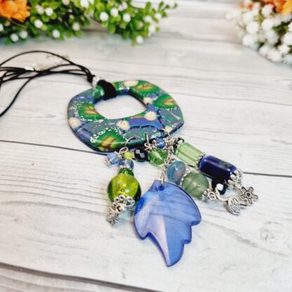 Statement Necklace Handmade From Polymer Clay - Winter Garden - Image 3