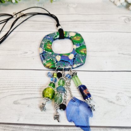 Statement Necklace Handmade From Polymer Clay - Winter Garden - Image 2