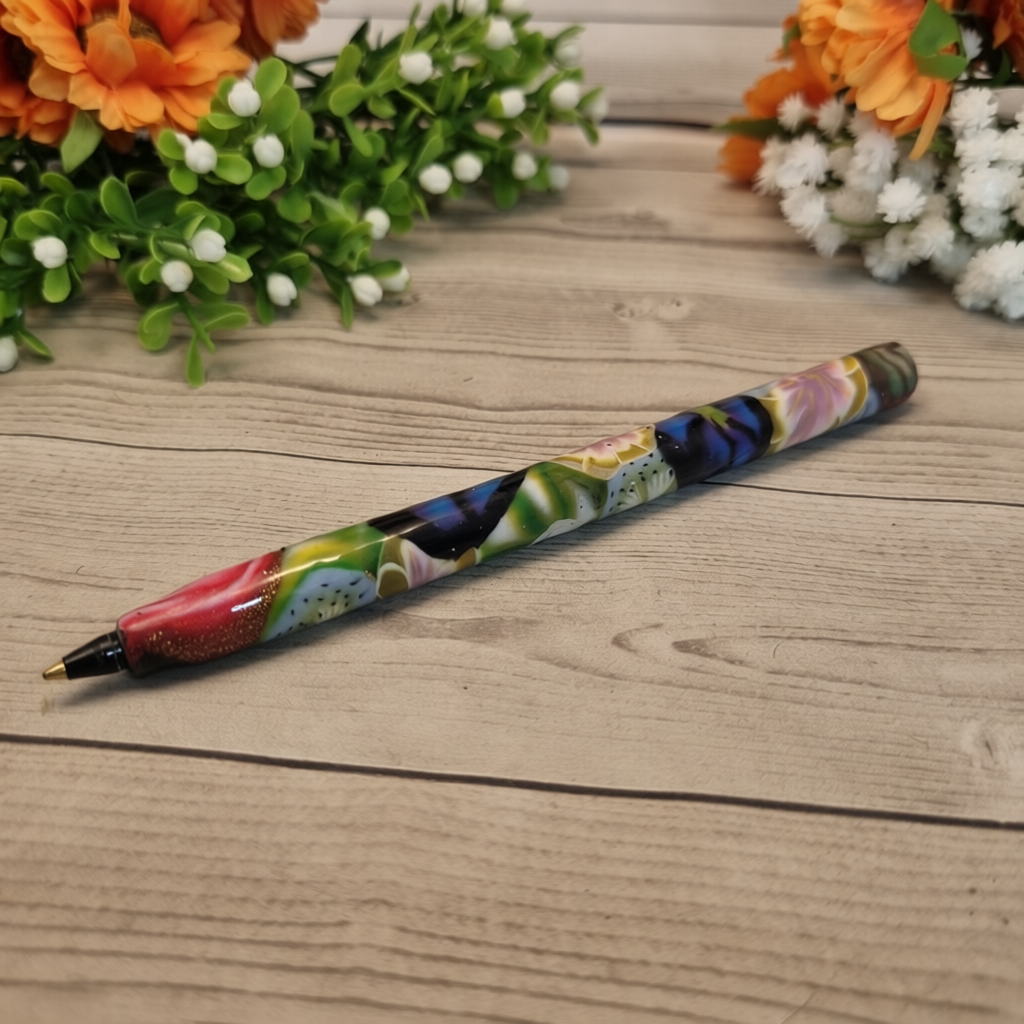 Arthritis Comfort: Thick Polymer Clay Pen for Easier Grip – Floral Design
