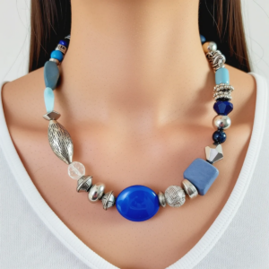 Beaded Choker Necklace – Denim