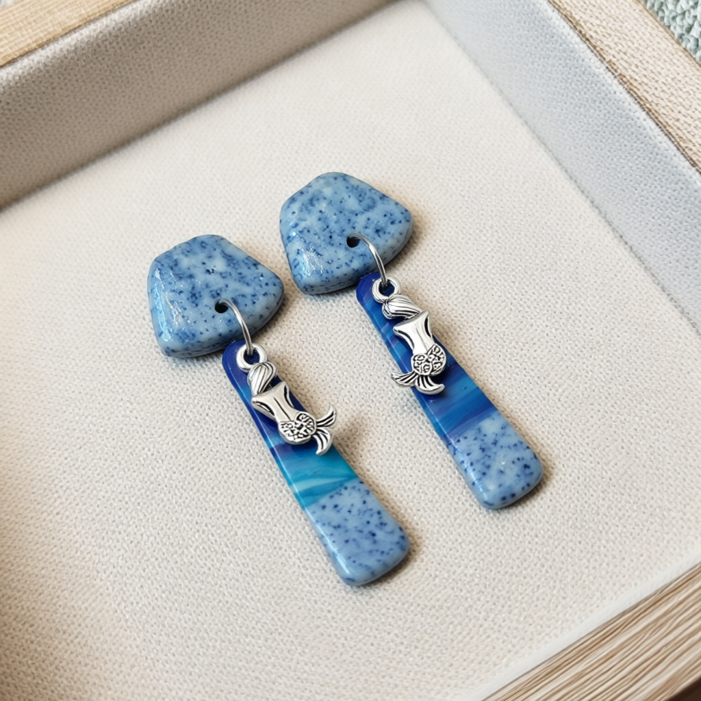 Captivating Polymer Clay Studs – Unique Mermaid Charm