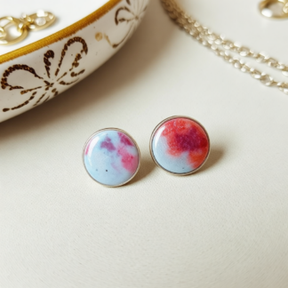 Distinctive Stud Earrings: Harlequin Dart Frog Polymer Clay Art
