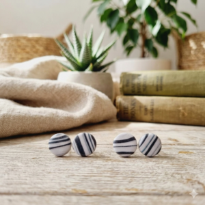Effortless Versatility: 2-Pack Stripe Polymer Clay Stud Earrings