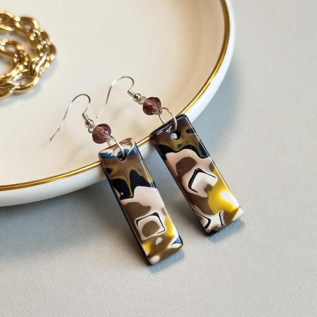 Elevate Daily Look with Handcrafted Latte Polymer Clay Earrings