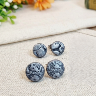 Embossed Polymer Clay Stud Earrings 2-Pack For Everyday Style