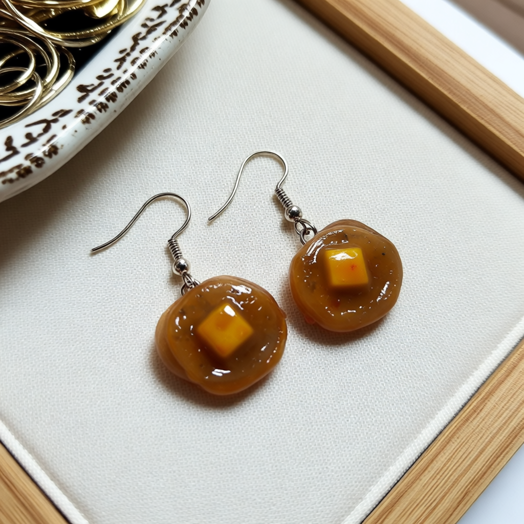 Hand Sculpted Pancake & Syrup Miniature Food Earrings Made From Polymer Clay
