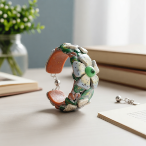 Hand Sculpted Polymer Clay Cuff Bracelet – Spring Bloom