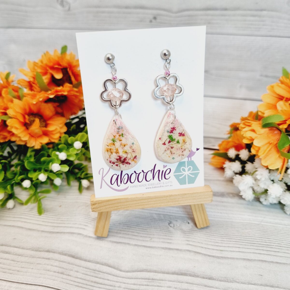 Real Flower Drop Stud Earrings Earrings Blooming Beautiful Handcrafted Floral Drop Polymer Clay Earrings Unique Style Seekers Real Flowers 2