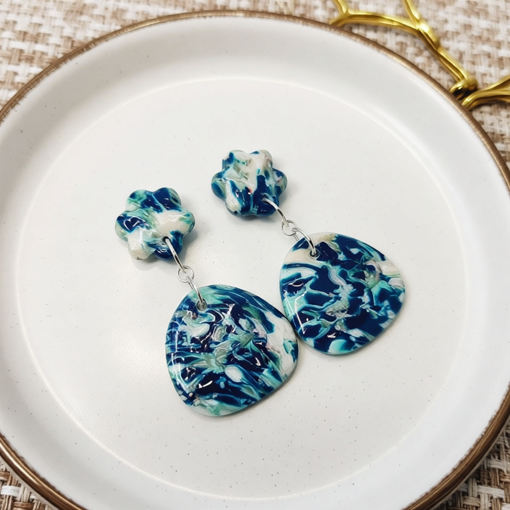Handcrafted Mystic Sea Polymer Clay Studs for Unique Style