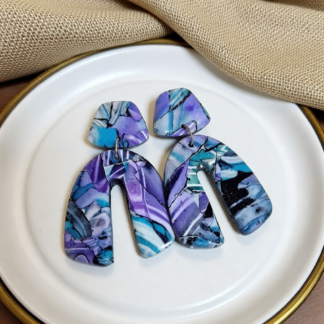 Handcrafted Polymer Clay Arch Earrings – Celestial Coral