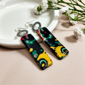 Handcrafted Tribal Design Polymer Clay Earrings – Lightweight Comfort and Unique Style