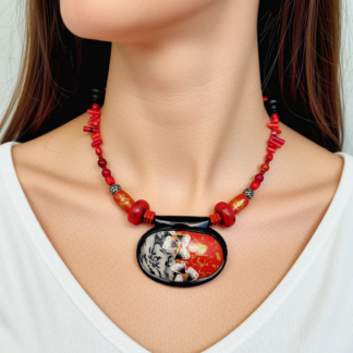 Kurenai Hana Polymer Clay Collar Necklace