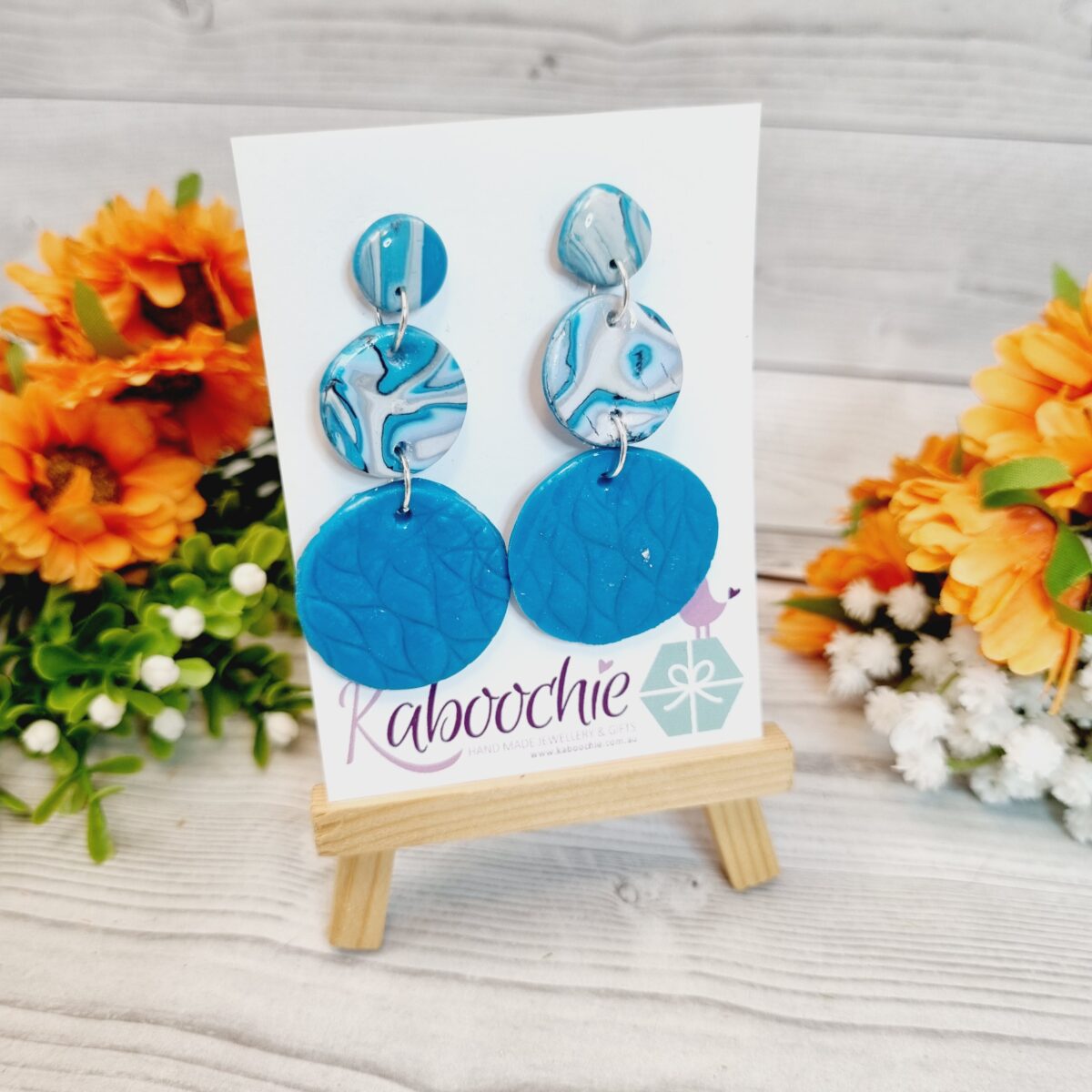 Light Blue Trio Stud Earrings Earrings As Seen on TikTok Light Blue Trio Polymer Clay Stud Earrings 2